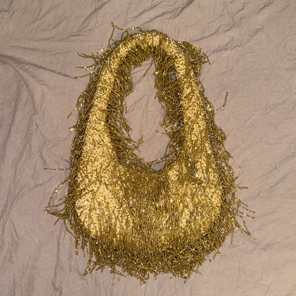 Gold Tassle Rhinestone Gem Purse